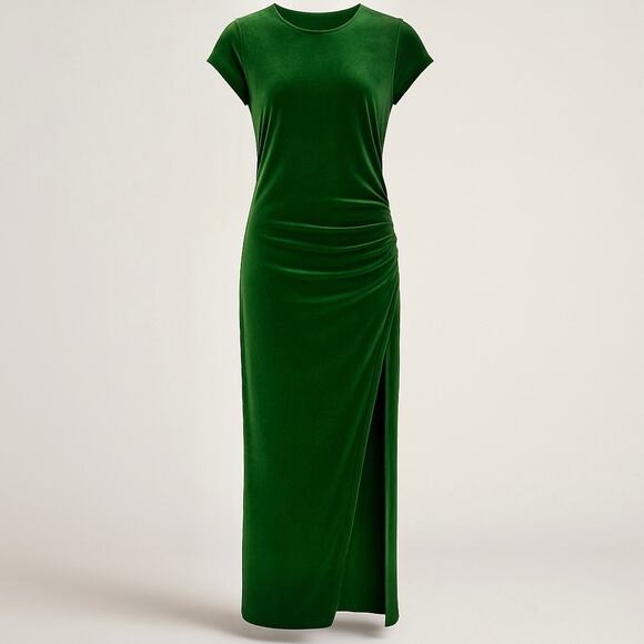 Reformation Green Velvet Maxi Dress Thigh Slit Holiday Glam Whimsigoth Large - Picture 1 of 13